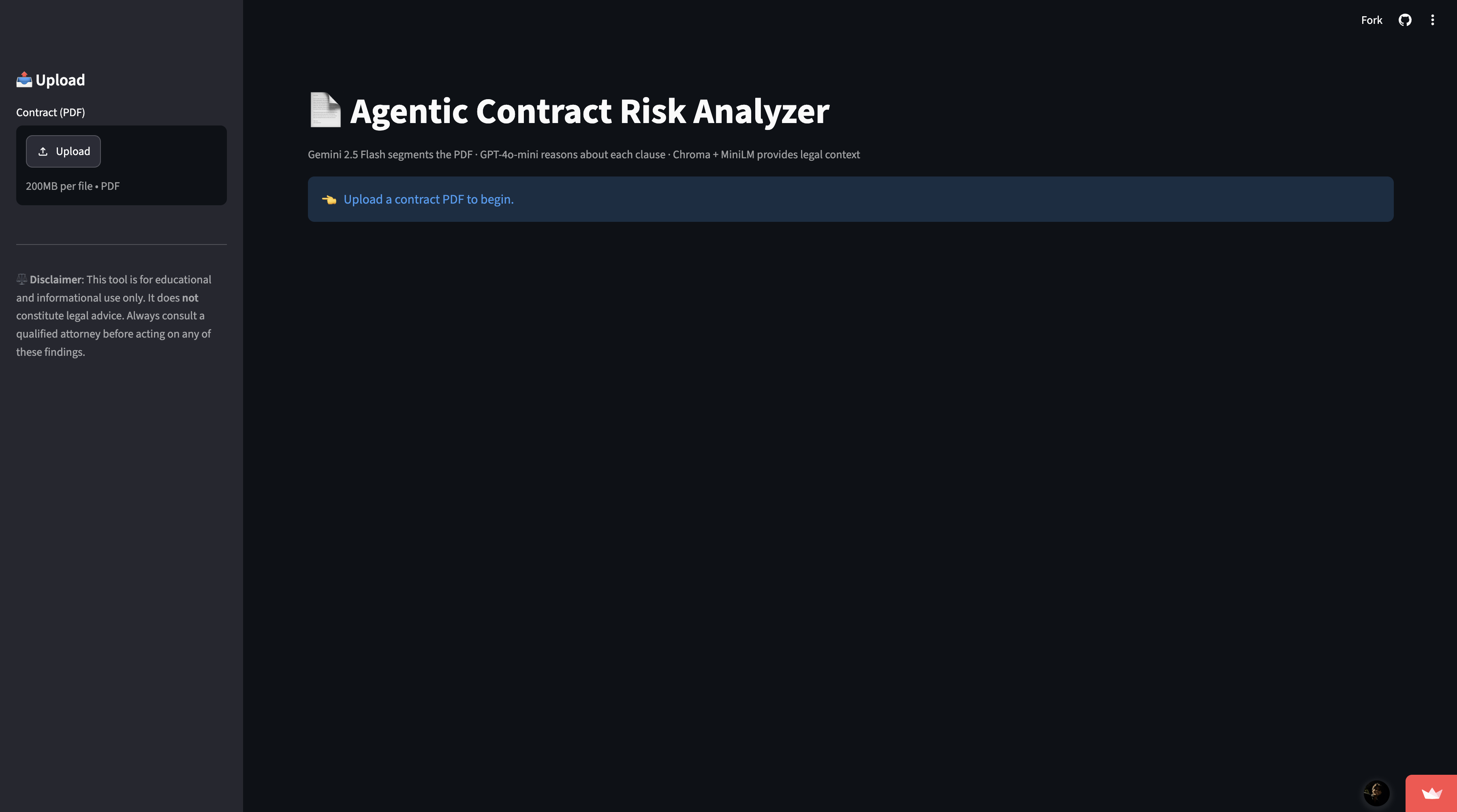 Agentic Contract Risk Analyzer — app interface